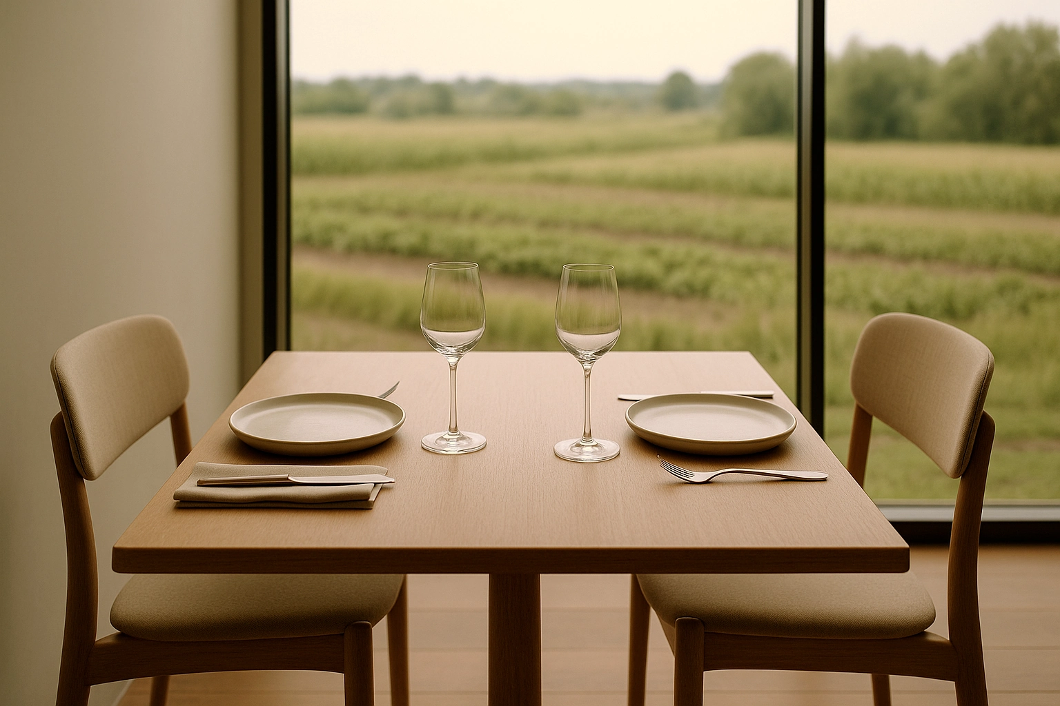 Tavolo apparecchiato con eleganza per cena – Osteria Lume